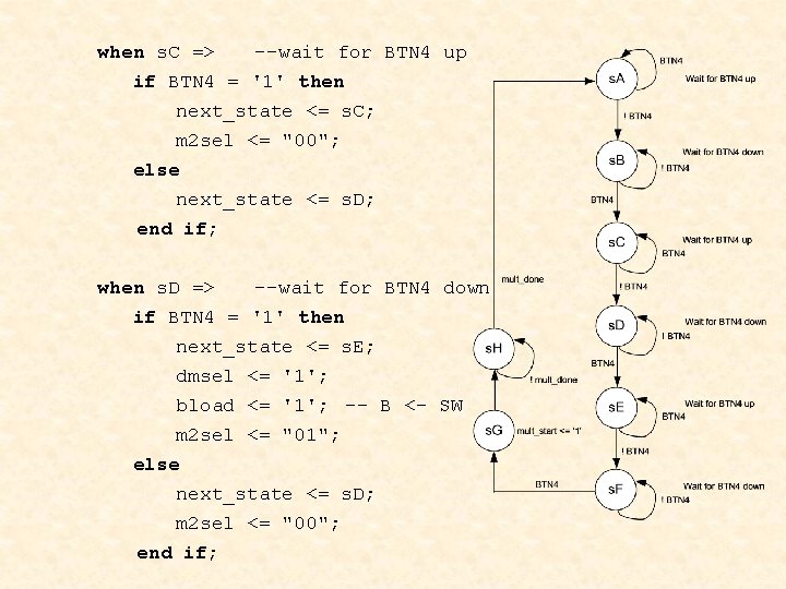 when s. C => --wait for BTN 4 up if BTN 4 = '1'