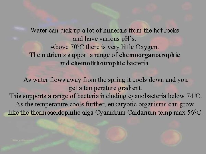 Water can pick up a lot of minerals from the hot rocks and have