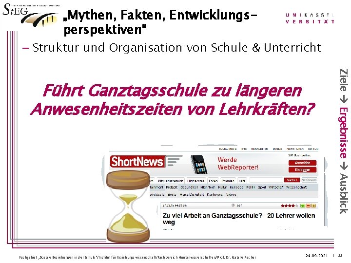 „Mythen, Fakten, Entwicklungsperspektiven“ – Struktur und Organisation von Schule & Unterricht Fachgebiet „Soziale Beziehungen