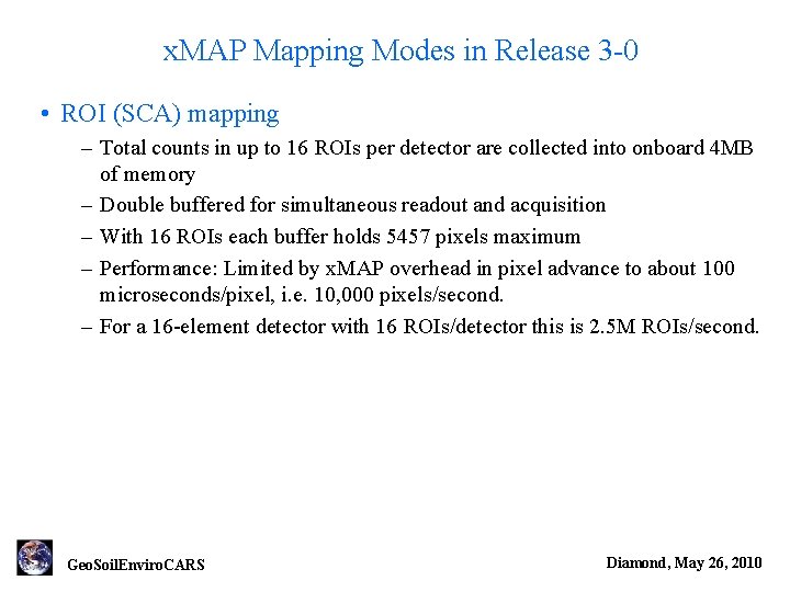 x. MAP Mapping Modes in Release 3 -0 • ROI (SCA) mapping – Total
