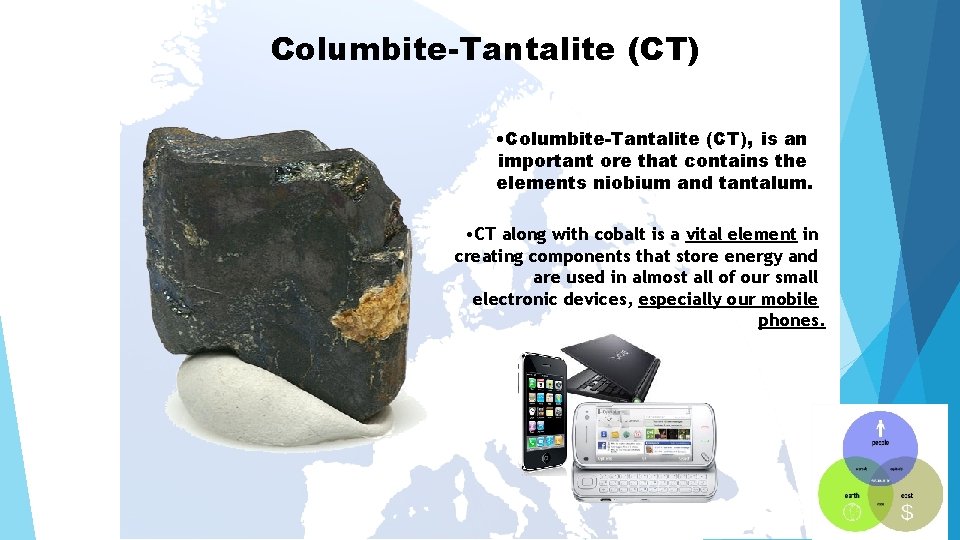 Columbite-Tantalite (CT) • Columbite-Tantalite (CT), is an important ore that contains the elements niobium