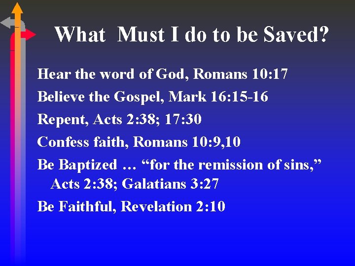 What Must I do to be Saved? Hear the word of God, Romans 10: