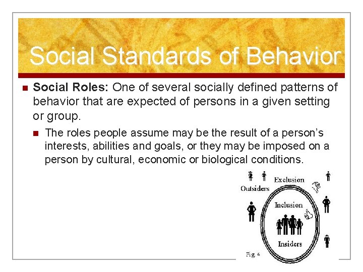 Social Standards of Behavior n Social Roles: One of several socially defined patterns of