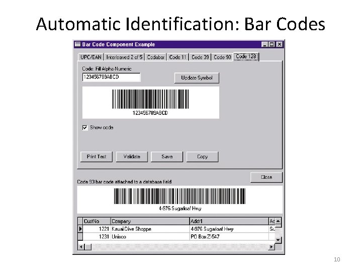 Automatic Identification: Bar Codes 10 