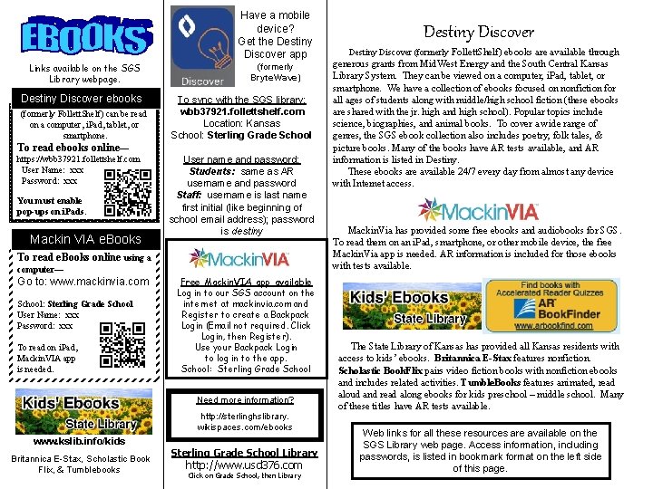 Have a mobile device? Get the Destiny Discover app Links available on the SGS