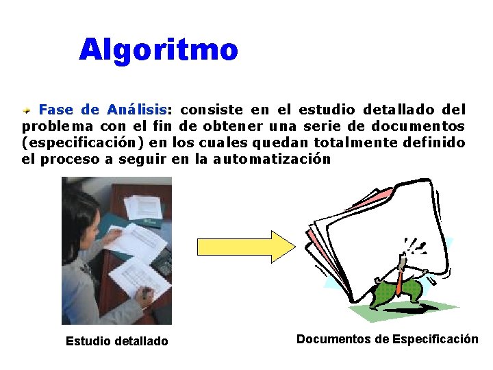 Algoritmo Fase de Análisis: Análisis consiste en el estudio detallado del problema con el
