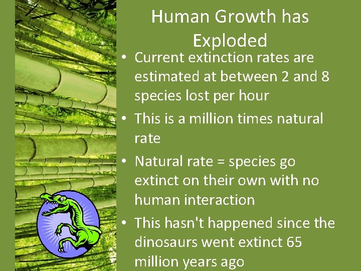 Human Growth has Exploded • Current extinction rates are estimated at between 2 and Human Growth has Exploded • Current extinction rates are estimated at between 2 and