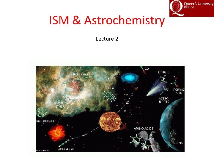 ISM & Astrochemistry Lecture 2 