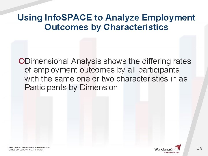 Using Info. SPACE to Analyze Employment Outcomes by Characteristics ¡Dimensional Analysis shows the differing