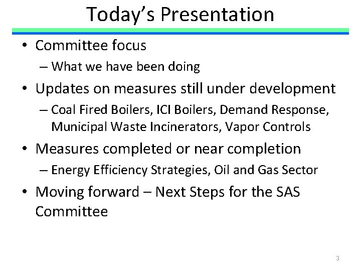 Today’s Presentation • Committee focus – What we have been doing • Updates on