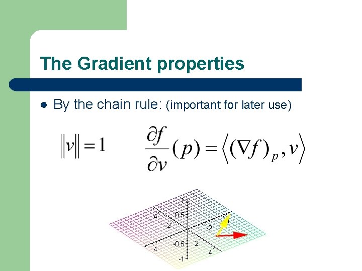 The Gradient properties l By the chain rule: (important for later use) 