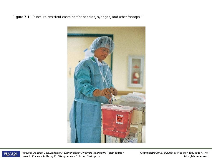 Figure 7. 1 Puncture-resistant container for needles, syringes, and other “sharps. ” Medical Dosage