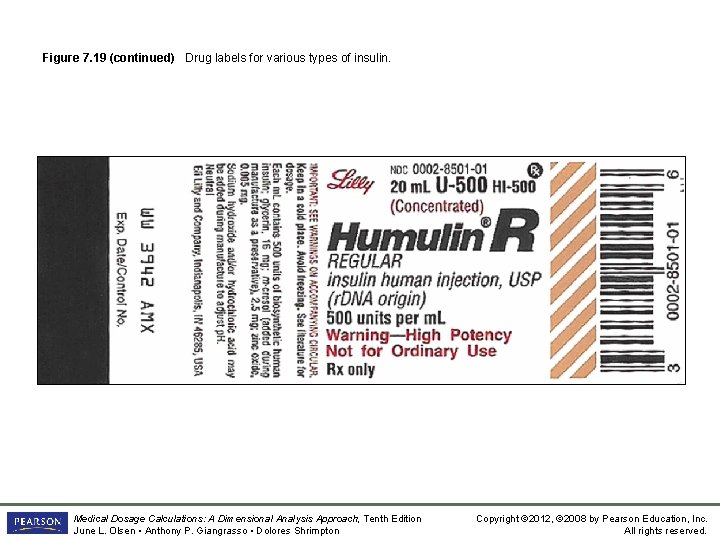 Figure 7. 19 (continued) Drug labels for various types of insulin. Medical Dosage Calculations: