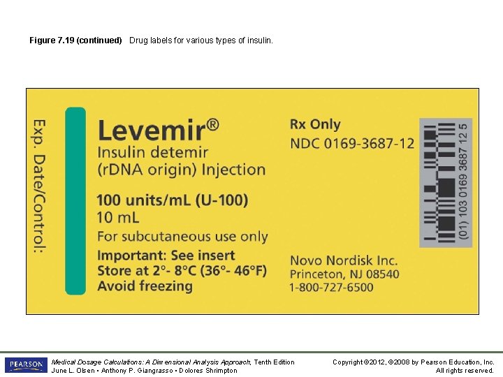 Figure 7. 19 (continued) Drug labels for various types of insulin. Medical Dosage Calculations: