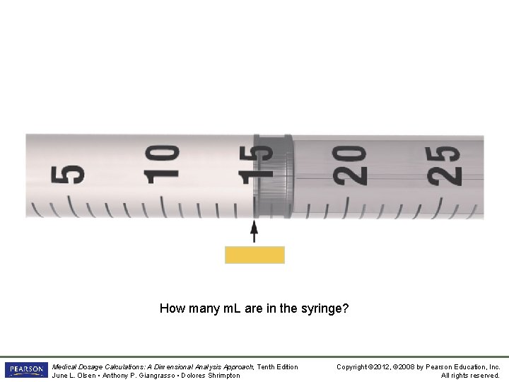 How many m. L are in the syringe? Medical Dosage Calculations: A Dimensional Analysis