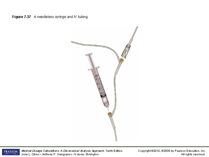 Figure 7. 37 A needleless syringe and IV tubing. Medical Dosage Calculations: A Dimensional