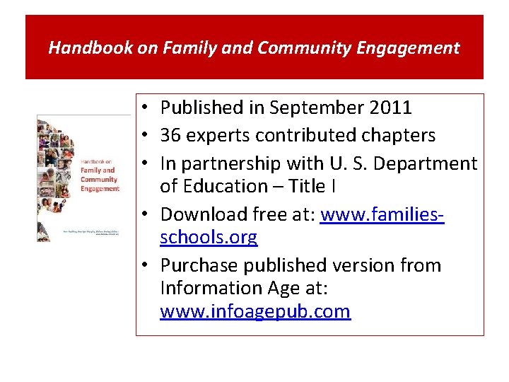 Handbook on Family and Community Engagement • Published in September 2011 • 36 experts