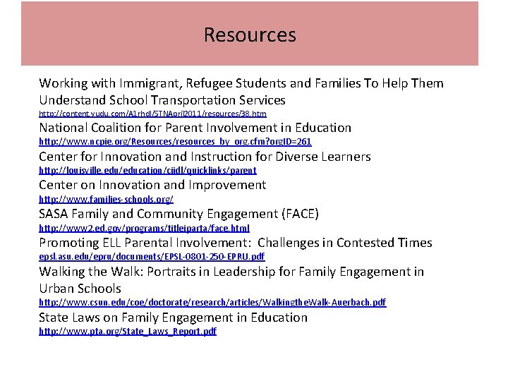 Resources Working with Immigrant, Refugee Students and Families To Help Them Understand School Transportation