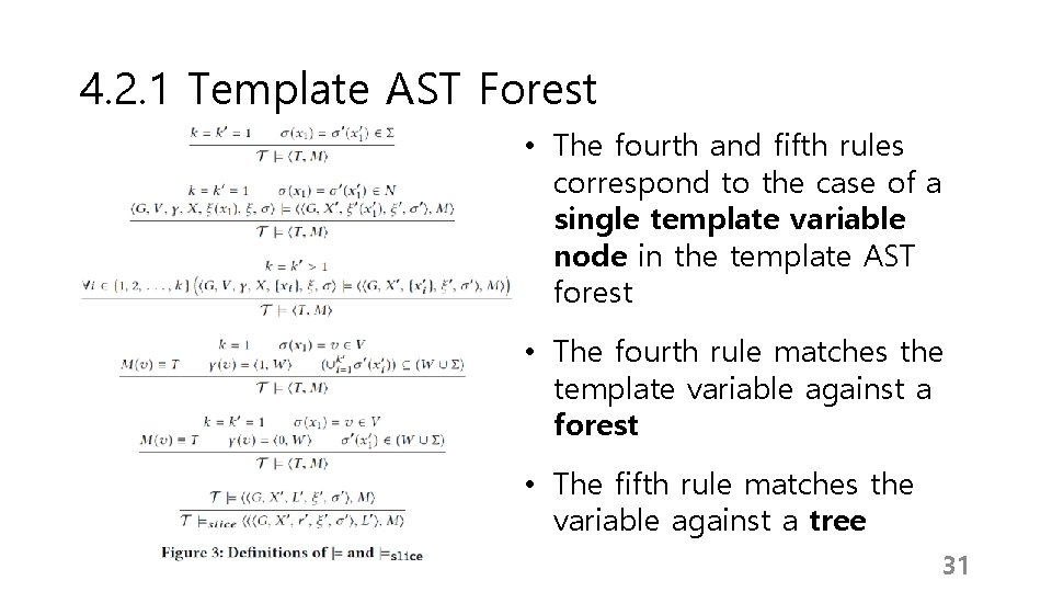 4. 2. 1 Template AST Forest • The fourth and fifth rules correspond to