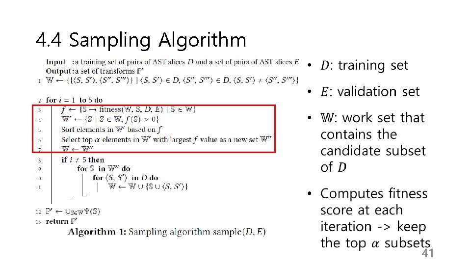 4. 4 Sampling Algorithm 41 