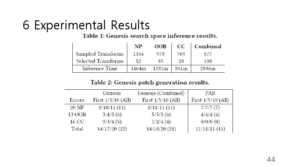 6 Experimental Results 44 