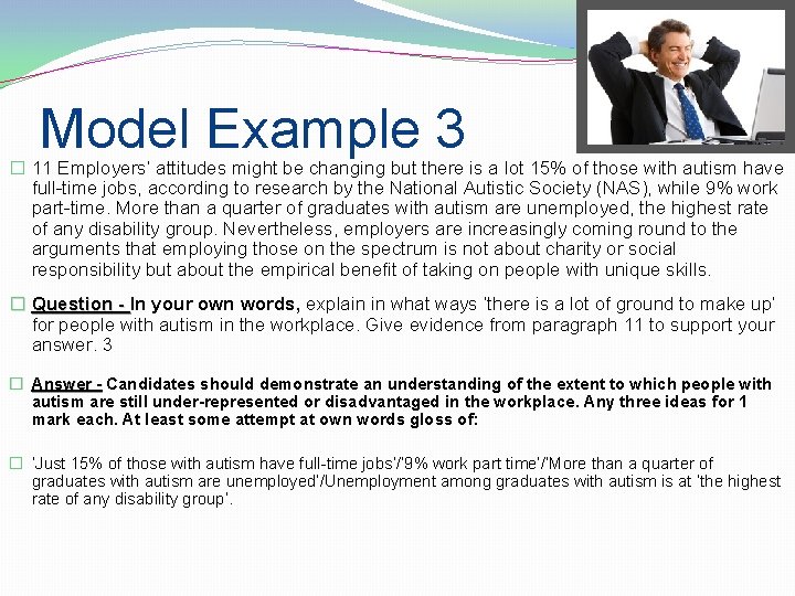 Model Example 3 � 11 Employers’ attitudes might be changing but there is a