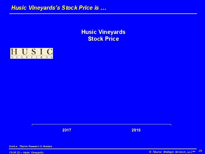 Husic Vineyards’s Stock Price is … Husic Vineyards Stock Price Source: Tiburon Research &