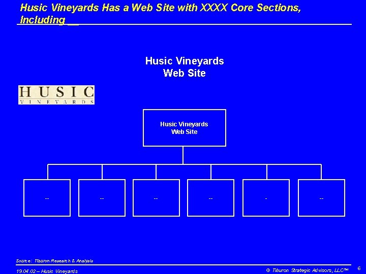 Husic Vineyards Has a Web Site with XXXX Core Sections, Including __ Husic Vineyards