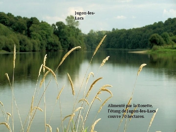 Jugon-les. Lacs Alimenté par la Rosette, l'étang de Jugon-les-Lacs couvre 70 hectares. 