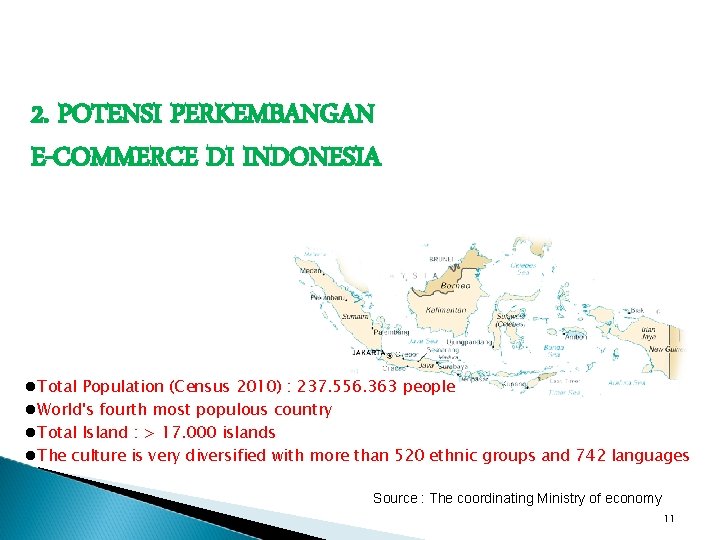 2. POTENSI PERKEMBANGAN E-COMMERCE DI INDONESIA Total Population (Census 2010) : 237. 556. 363