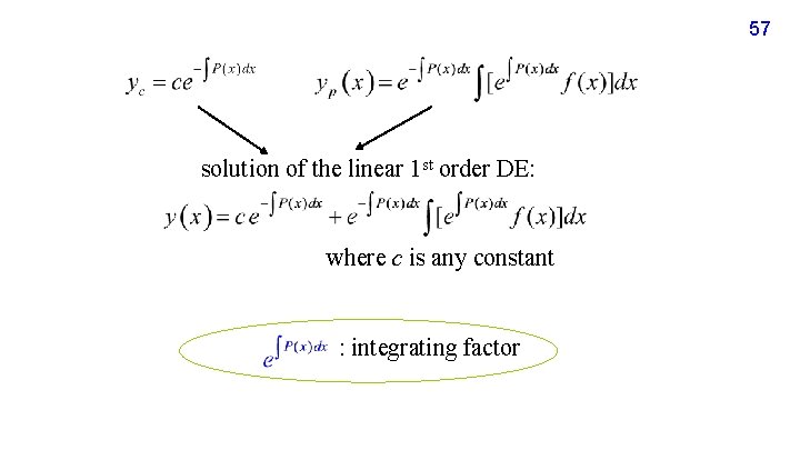 57 solution of the linear 1 st order DE: where c is any constant