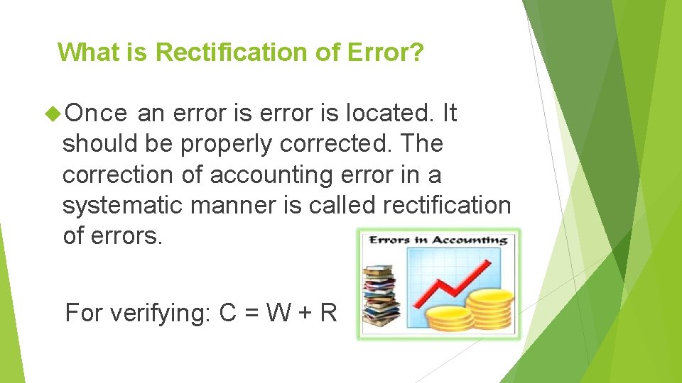 What is Rectification of Error? Once an error is located. It should be properly