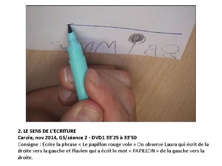 2. LE SENS DE L’ECRITURE Carole, nov 2014, GS/séance 2 - DVD 1 33’