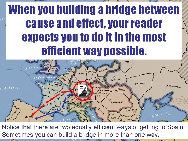 When you building a bridge between cause and effect, your reader expects you to