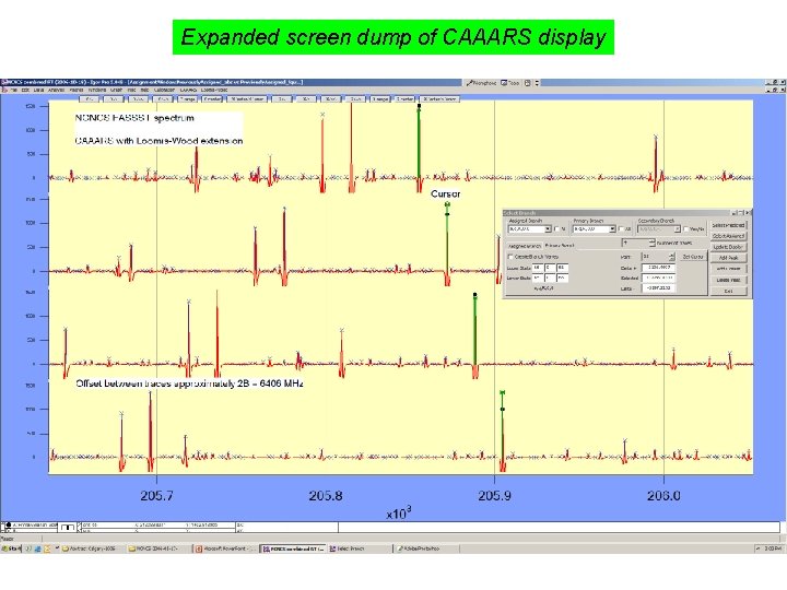 Expanded screen dump of CAAARS display 