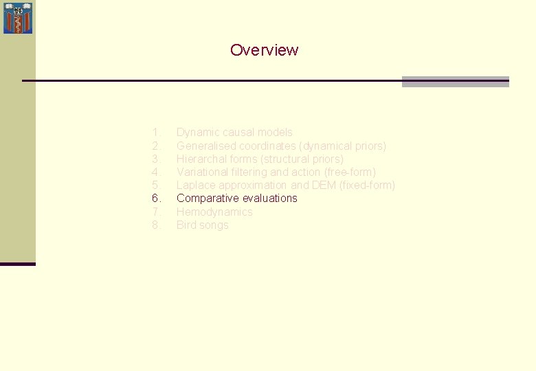 Overview 1. 2. 3. 4. 5. 6. 7. 8. Dynamic causal models Generalised coordinates Overview 1. 2. 3. 4. 5. 6. 7. 8. Dynamic causal models Generalised coordinates