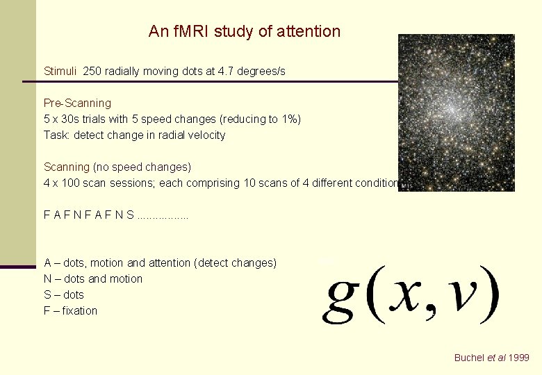 An f. MRI study of attention Stimuli 250 radially moving dots at 4. 7 An f. MRI study of attention Stimuli 250 radially moving dots at 4. 7
