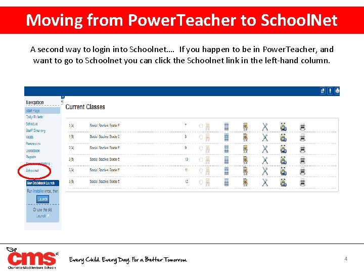 Moving from Power. Teacher to School. Net A second way to login into Schoolnet….