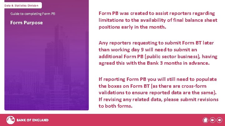Data Statistics Division Guide to completing Form PB