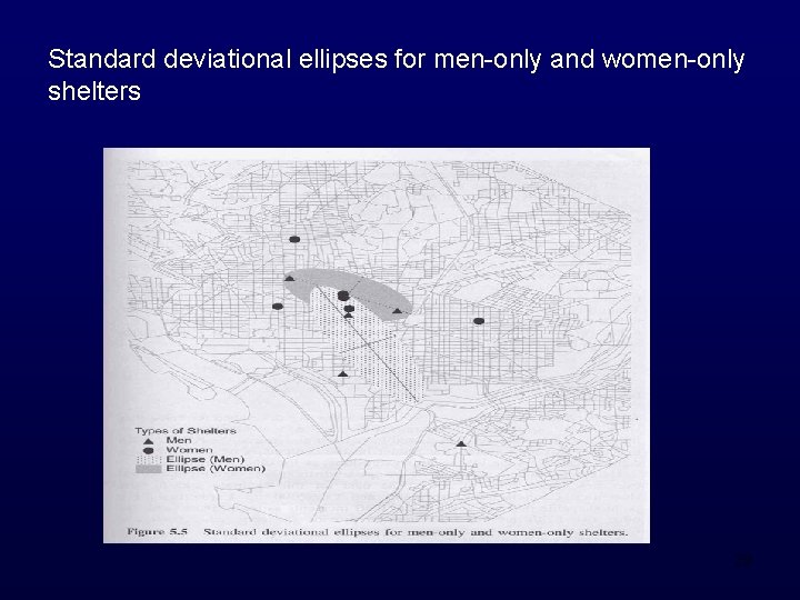 Standard deviational ellipses for men-only and women-only shelters 29 