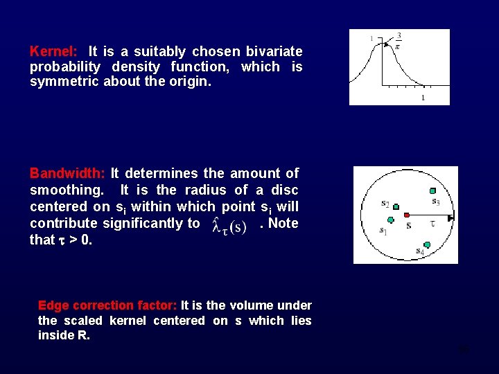 Kernel: It is a suitably chosen bivariate probability density function, which is symmetric about