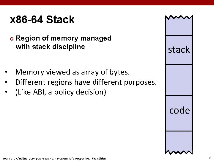Carnegie Mellon x 86 -64 Stack ¢ Region of memory managed with stack discipline