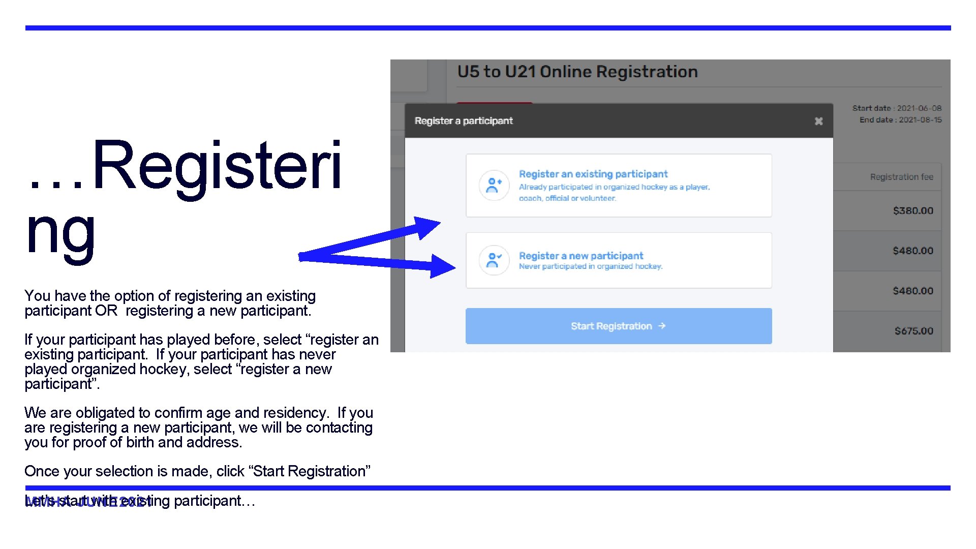 …Registeri ng You have the option of registering an existing participant OR registering a