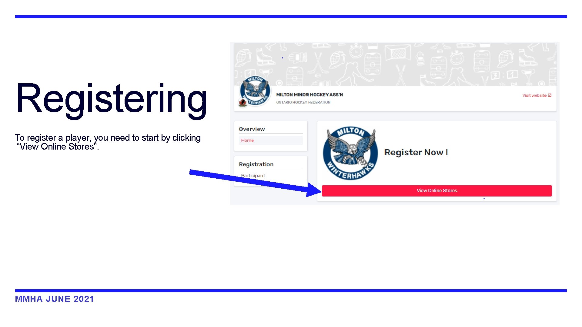 Registering To register a player, you need to start by clicking “View Online Stores”.