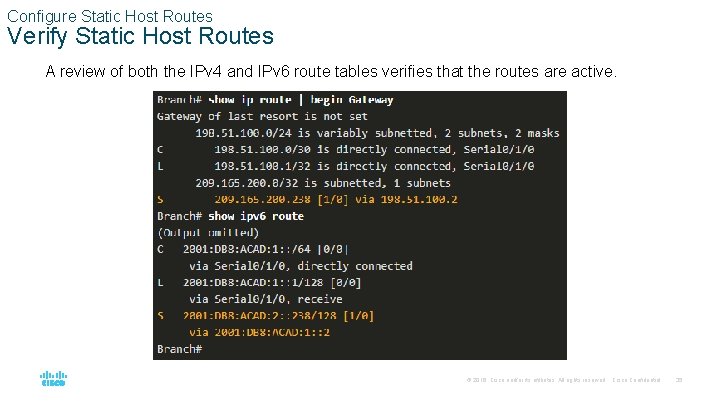 Configure Static Host Routes Verify Static Host Routes A review of both the IPv