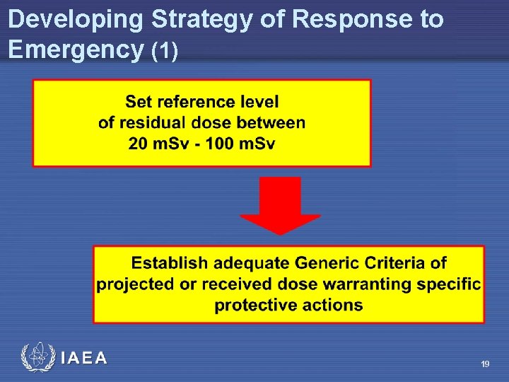 Developing Strategy of Response to Emergency (1) 19 