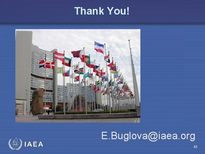 Thank You! E. Buglova@iaea. org 43 
