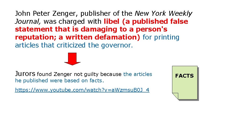 John Peter Zenger, publisher of the New York Weekly Journal, was charged with libel