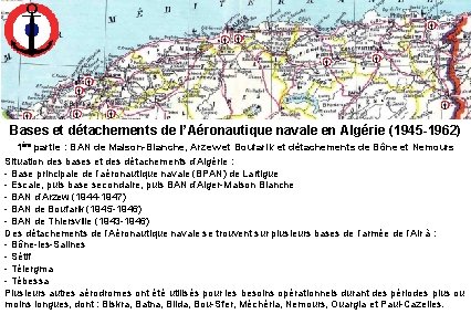 Bases et détachements de l’Aéronautique navale en Algérie (1945 -1962) 1ère partie : BAN