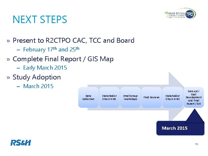 NEXT STEPS » Present to R 2 CTPO CAC, TCC and Board – February